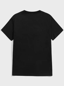 Manfinity RebelGame 男士熊和字母圖案T恤 - 黑色 - 查看 2