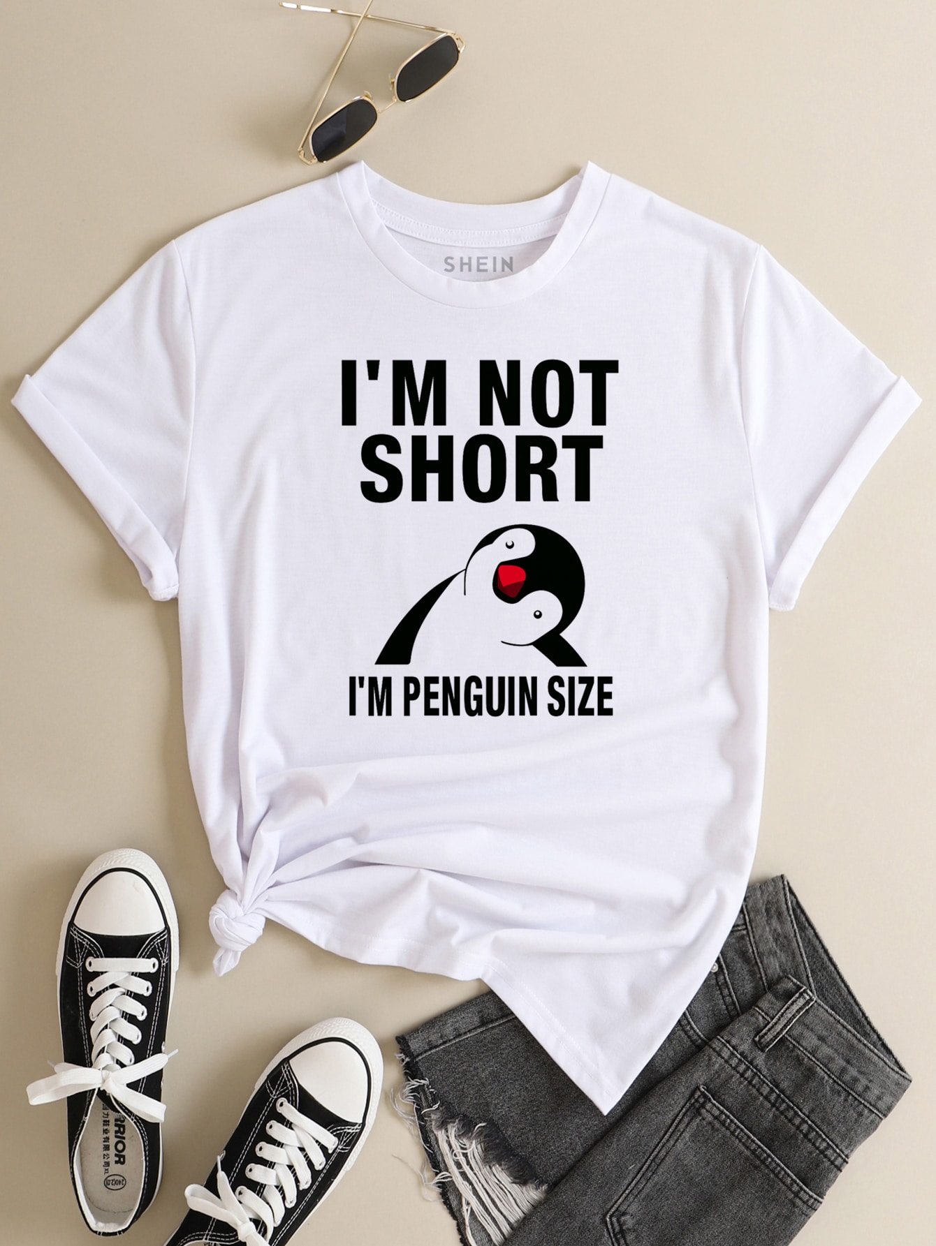 Camiseta pingüino con con estampado de slogan | Mode de Mujer | SHEIN España