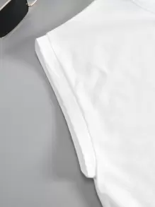 INAWLY Solid Round Neck Tank Top - White - View 4