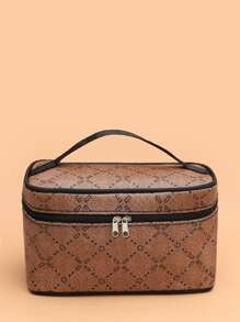 Bolso de maquillaje con estampado cuadrado - Multicolor - Ver 1