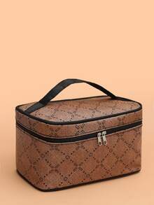 Bolso de maquillaje con estampado cuadrado - Multicolor - Ver 3