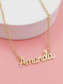 Collar de cadena con diseño de letra - Amarillo Oro - Ver 1