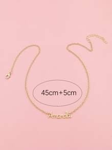 Collar de cadena con diseño de letra - Amarillo Oro - Ver 2