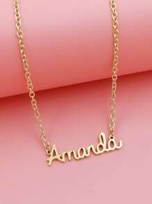 Collar de cadena con diseño de letra - Amarillo Oro - Ver 3