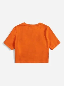 SHEIN EZwear 大碼人像圖案短款T恤 - 彩色 - 查看 2