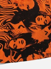 SHEIN EZwear 大碼人像圖案短款T恤 - 彩色 - 查看 4