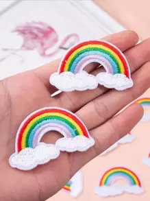 6pcs DIY Rainbow Patch, Embroidered Rainbow Sewing Patch For Clothing Decor - Multicolor - View 2