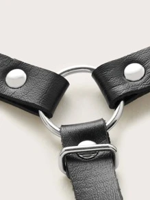 Sujetador arnés vinculado con aro PU - Negro - Ver 4