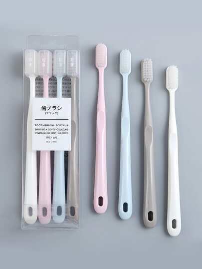 Set de 4 periuțe de dinți moi, periuță de dinți simplă din plastic portabilă pentru îngrijire orală, decor de baie pentru casă, decor de toamnă, înapoi la școală