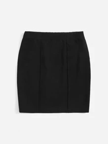 Solid Mini Bodycon Skirt - Black - View 3