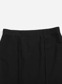 Solid Mini Bodycon Skirt - Black - View 4