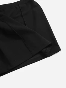 Solid Mini Bodycon Skirt - Black - View 5