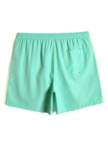 Manfinity Men Drawstring Waist Windbreaker Swim Trunks - Mint Green - View 2