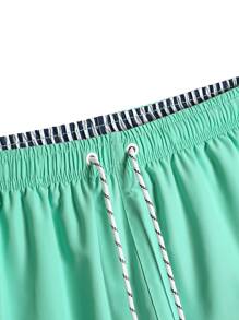 Manfinity Men Drawstring Waist Windbreaker Swim Trunks - Mint Green - View 4