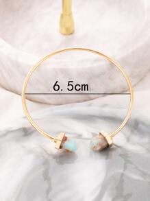 1 chiếc vòng tay mở hình lục giác màu ngọc lam tối giản theo phong cách Bohemian thời trang dành cho phụ nữ (Do nhuộm nhân tạo, lô màu có thể thay đổi) - Vàng - Xem 5