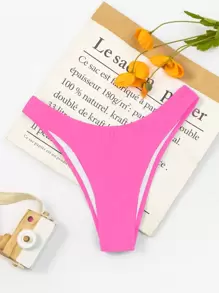 Ruched Back Bikini Bottom - Hot Pink - View 1