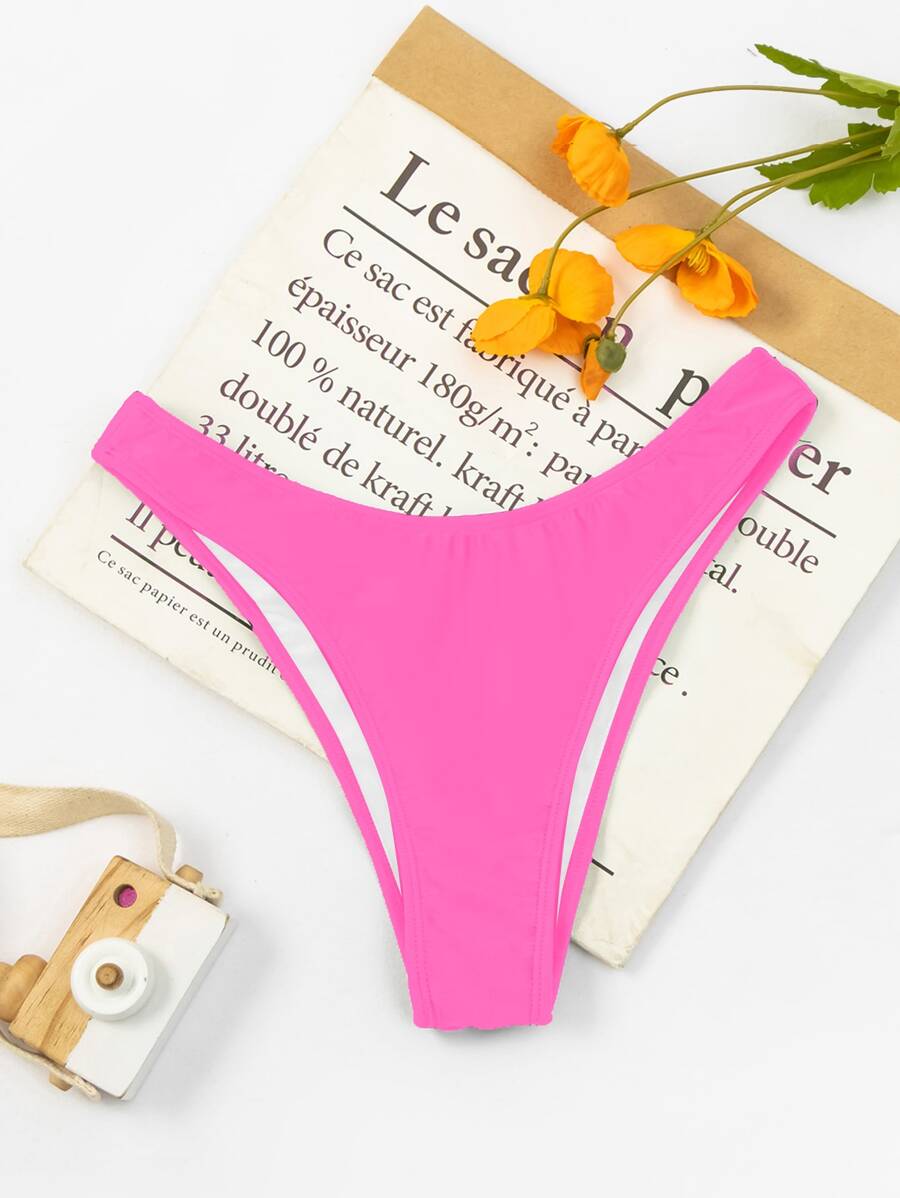 Ruched Back Bikini Bottom - Hot Pink - View 1