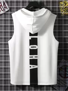 Manfinity Homme Áo thun không tay có mũ trùm đầu họa tiết khối màu dành cho nam dùng để tập luyện, chơi tennis - trắng - Xem 1