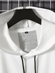 Manfinity Homme Áo thun không tay có mũ trùm đầu họa tiết khối màu dành cho nam dùng để tập luyện, chơi tennis - trắng - Xem 5