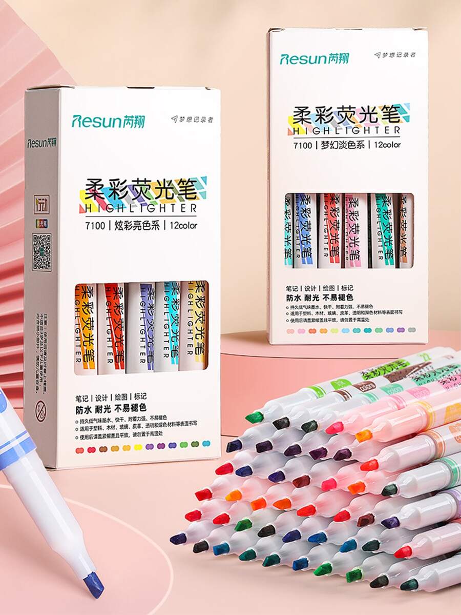 12入組雙頭高光 - 彩色 - 查看 1