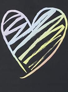 Boys Heart Print Tee - Black - View 3