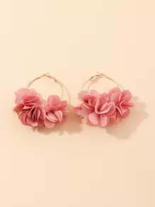 Pendientes aros con decoración de flores, regalo para San Valentín, mamá, madre, Día de la Madre - Rojo - Ver 2