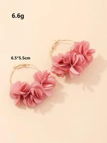 Pendientes aros con decoración de flores, regalo para San Valentín, mamá, madre, Día de la Madre - Rojo - Ver 3