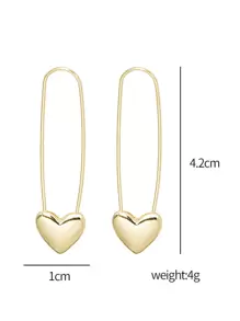 Aretes con decoración de corazones para el Día de San Valentín - Amarillo Oro - Ver 3