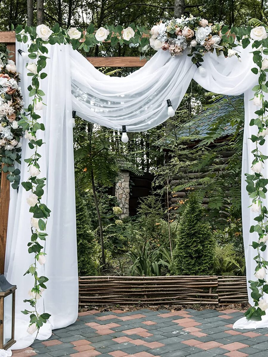 1/2/6 件 240 厘米长人造绿色常春藤叶花环墙饰，家庭花园婚礼派对 DIY 假花环，人造藤蔓葡萄叶，常绿藤蔓，植物管，天花板装饰，绿萝，12 件藤叶包，1 件假牡丹藤 - 白色 - 查看 1