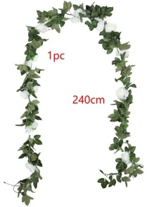 1/2/6 件 240 厘米长人造绿色常春藤叶花环墙饰，家庭花园婚礼派对 DIY 假花环，人造藤蔓葡萄叶，常绿藤蔓，植物管，天花板装饰，绿萝，12 件藤叶包，1 件假牡丹藤 - 白色 - 查看 3
