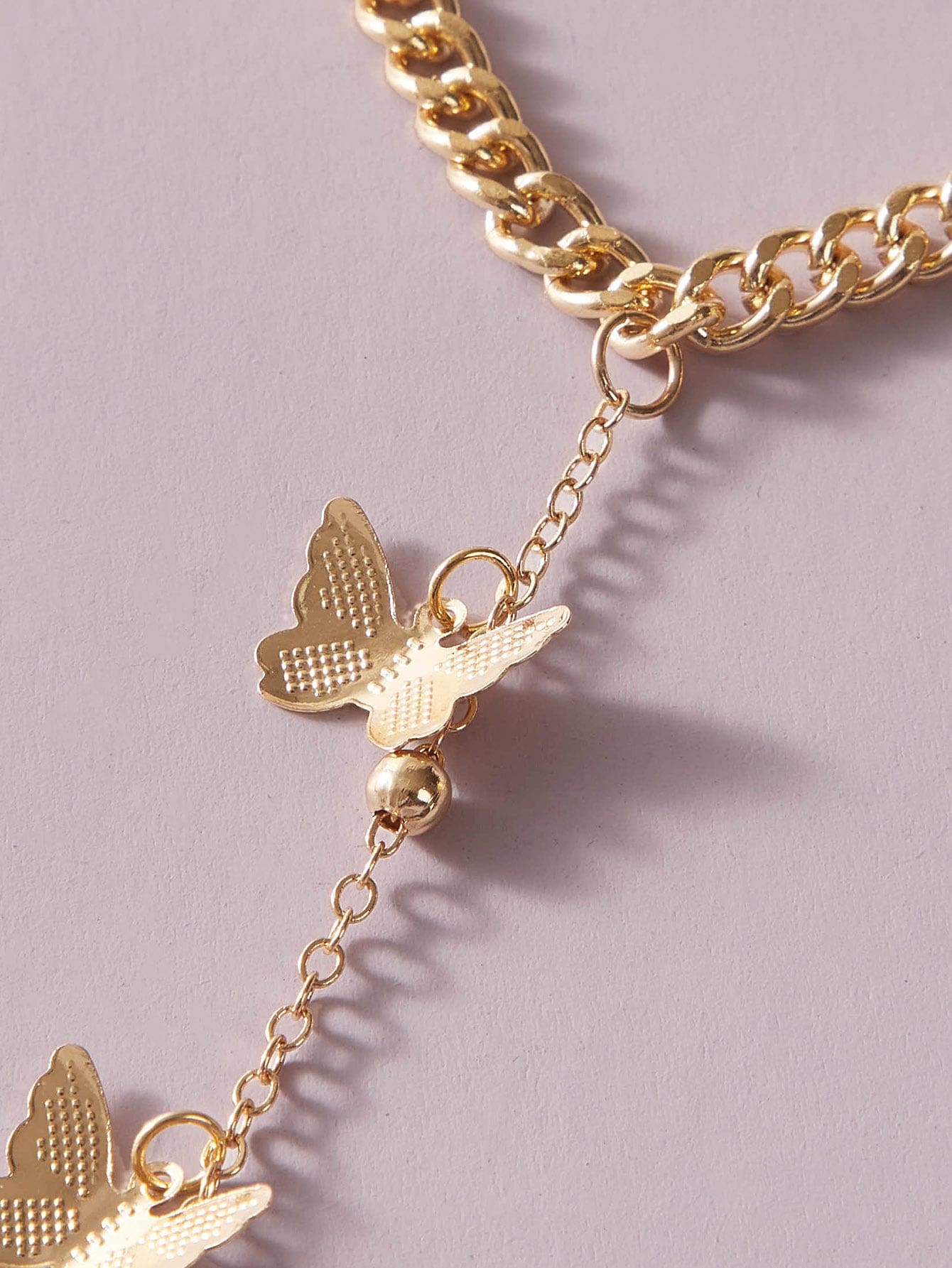 1pc Butterfly Charm Finger Ring Chain Bracelet