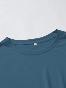 Manfinity 男士宇航員和標語圖案T恤 - 霧霾藍 - 查看 4