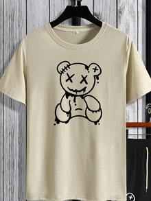 Manfinity Hypemode Camiseta con estampado de oso con shorts de cintura con cordón - Multicolor - Ver 5
