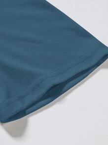 Manfinity 男士宇航員和標語圖案T恤 - 霧霾藍 - 查看 5