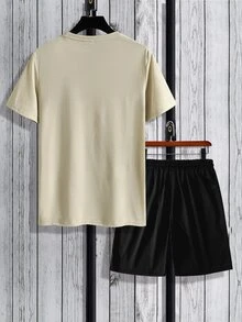 Manfinity Hypemode Camiseta con estampado de oso con shorts de cintura con cordón - Multicolor - Ver 2