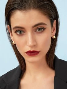 2pcs Geometric C-Shaped Small Hoop Earrings Suitable For Women's Daily, Dating, Party And Vacation Wear - Yellow Gold - View 1