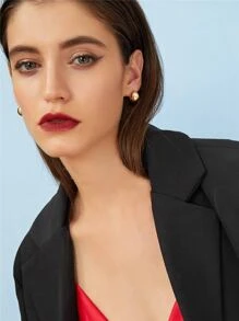 2pcs Geometric C-Shaped Small Hoop Earrings Suitable For Women's Daily, Dating, Party And Vacation Wear - Yellow Gold - View 5