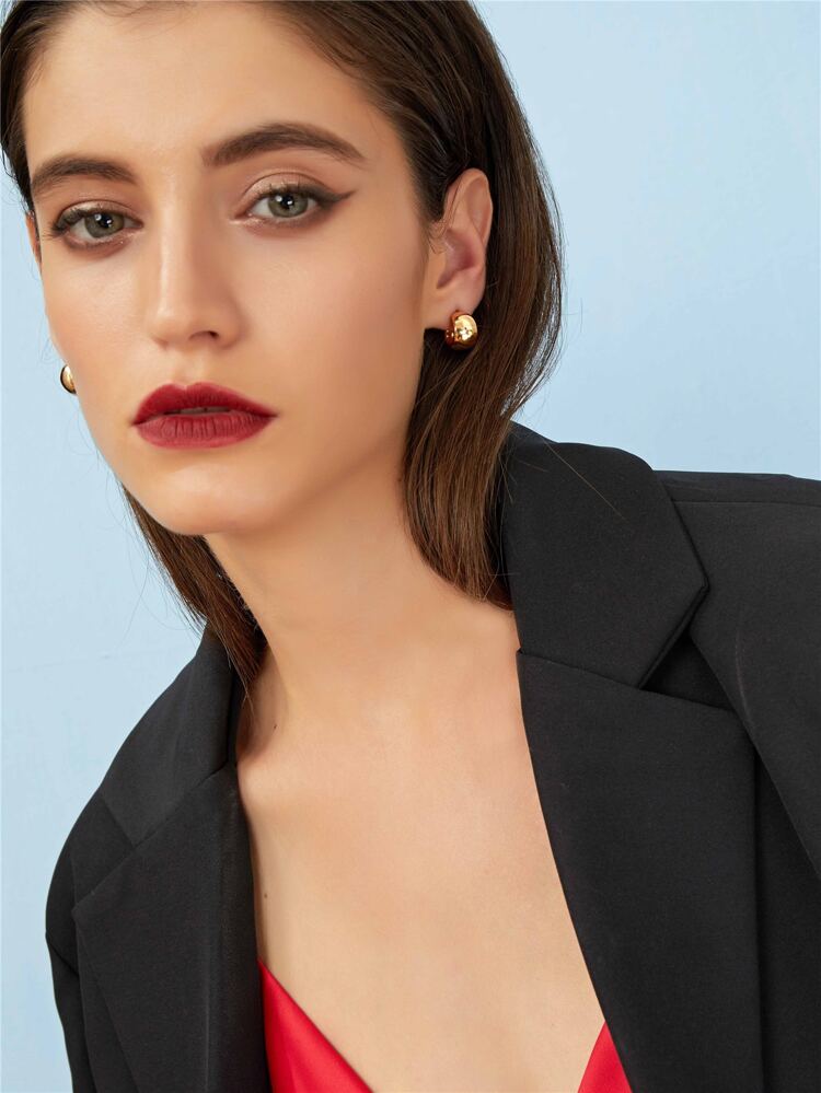 2pcs Geometric C-Shaped Small Hoop Earrings Suitable For Women's Daily, Dating, Party And Vacation Wear