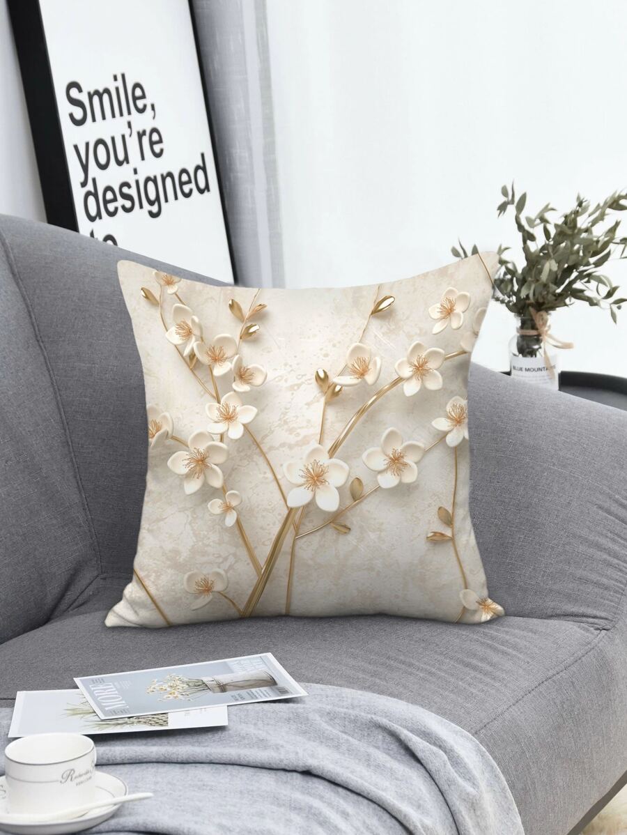 無填充物花卉印花靠墊套家居裝飾現代沙發枕套 - 彩色 - 查看 1