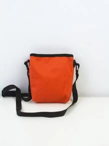 男士字母補丁細節斜挎包 - 橘色 - 查看 3