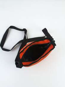 男士字母補丁細節斜挎包 - 橘色 - 查看 4