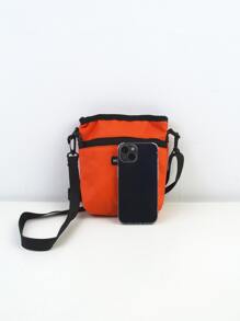男士字母補丁細節斜挎包 - 橘色 - 查看 5