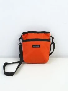 男士字母補丁細節斜挎包 - 橘色 - 查看 6