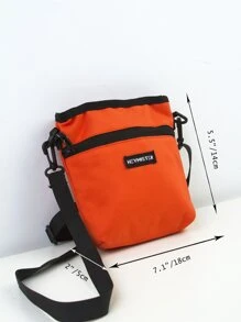 男士字母補丁細節斜挎包 - 橘色 - 查看 7