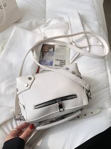 Mini Studded Decor Square Bag - White - View 4
