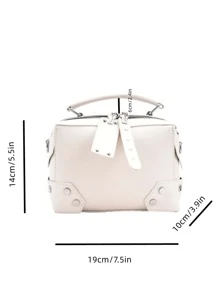 Mini Studded Decor Square Bag - White - View 5
