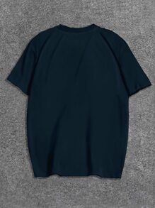 Manfinity Men Plus Dollar & Gesture Print Tee - Navy Blue - View 2