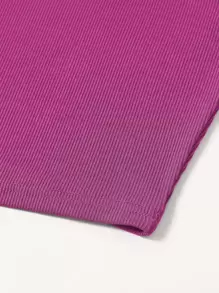 Franclia Solid Rib-Knit One Shoulder Crop Top - Hot Pink - View 4