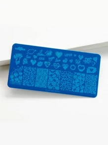 1pc Heart Pattern Nail Art Template Plate,Nail Supplies,Nail Tools,Nail Art Tools,Back To School,Nails,Nail Tools For Press On Nails - Silver - View 2