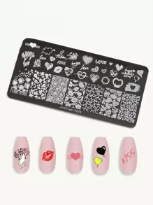 1pc Heart Pattern Nail Art Template Plate,Nail Supplies,Nail Tools,Nail Art Tools,Back To School,Nails,Nail Tools For Press On Nails - Silver - View 4